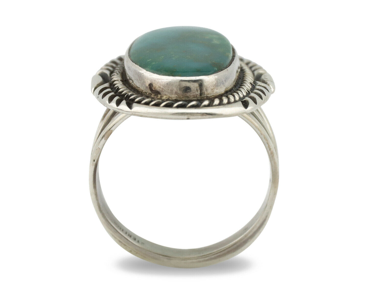 Navajo Ring .925 Silver Kingman Turquoise Native American Artist C.80's