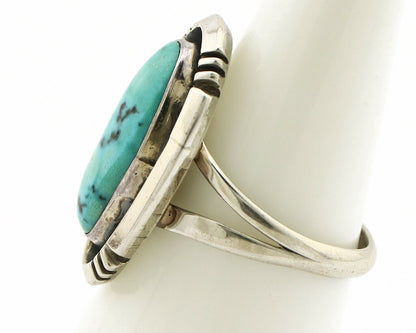 Navajo Ring .925 Silver Blue Nevada Turquoise Native American Artist C.80's