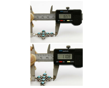 Zuni Natural Turquoise and Coral Reversible 925 Silver Handmade Pendant