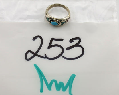 Navajo Handmade Ring 925 Silver Blue Turquoise & Coral Native American C.80's