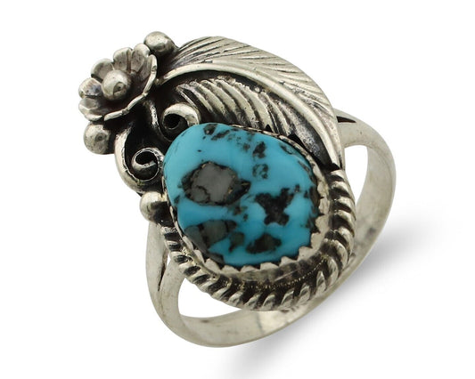 Navajo Ring 925 Silver Natural Blue Turquoise Native American Artist C.80's