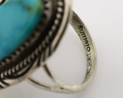Navajo Ring .925 Silver Nevada Turquoise Native American Artist C.1980's