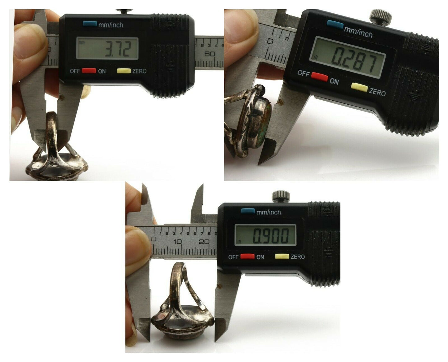 Navajo Ring .925 Silver Blue Turquoise Artist Signed Gecko C.1980's