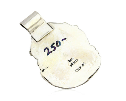 Navajo Pendant .925 Silver Kingman Turquoise Signed Artist Tom Willeto C.80's