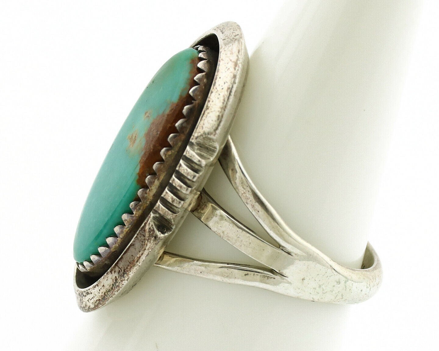 Navajo Ring .925 Silver Royston Turquoise Native American Artist C.1980's