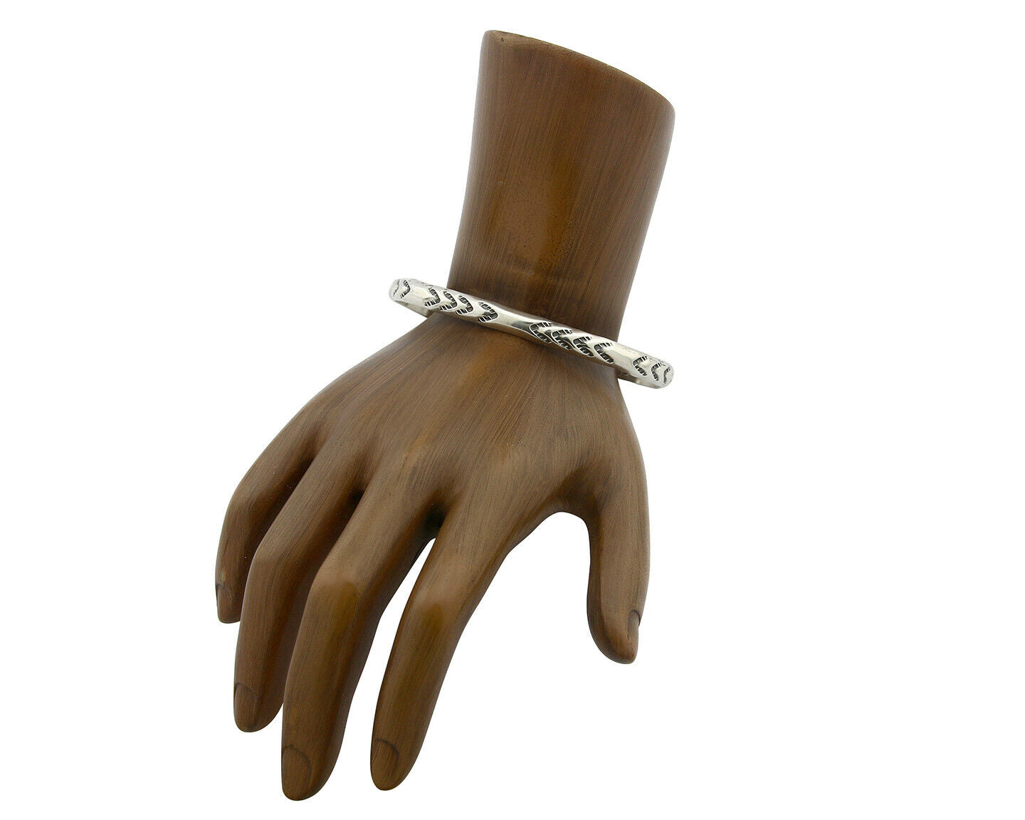 Navajo Bracelet .925 Silver Hand Stamped Arrow Head Artist V Montoya C.80's