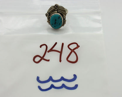 Navajo Ring .925 Silver Sleeping Beauty Turquoise Native Artist C.80's