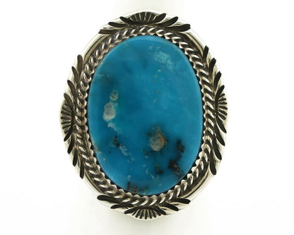Navajo Ring .925 Silver Blue Gem Turquoise Artist Signed M Begay C.80's
