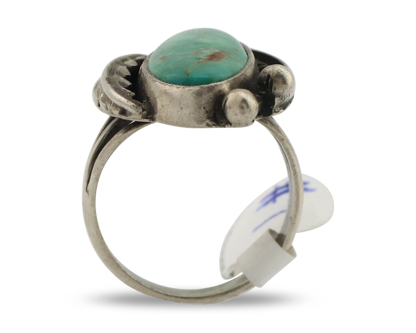 Navajo Ring .925 Silver Blue Gem Turquoise Artist Signed C.80's