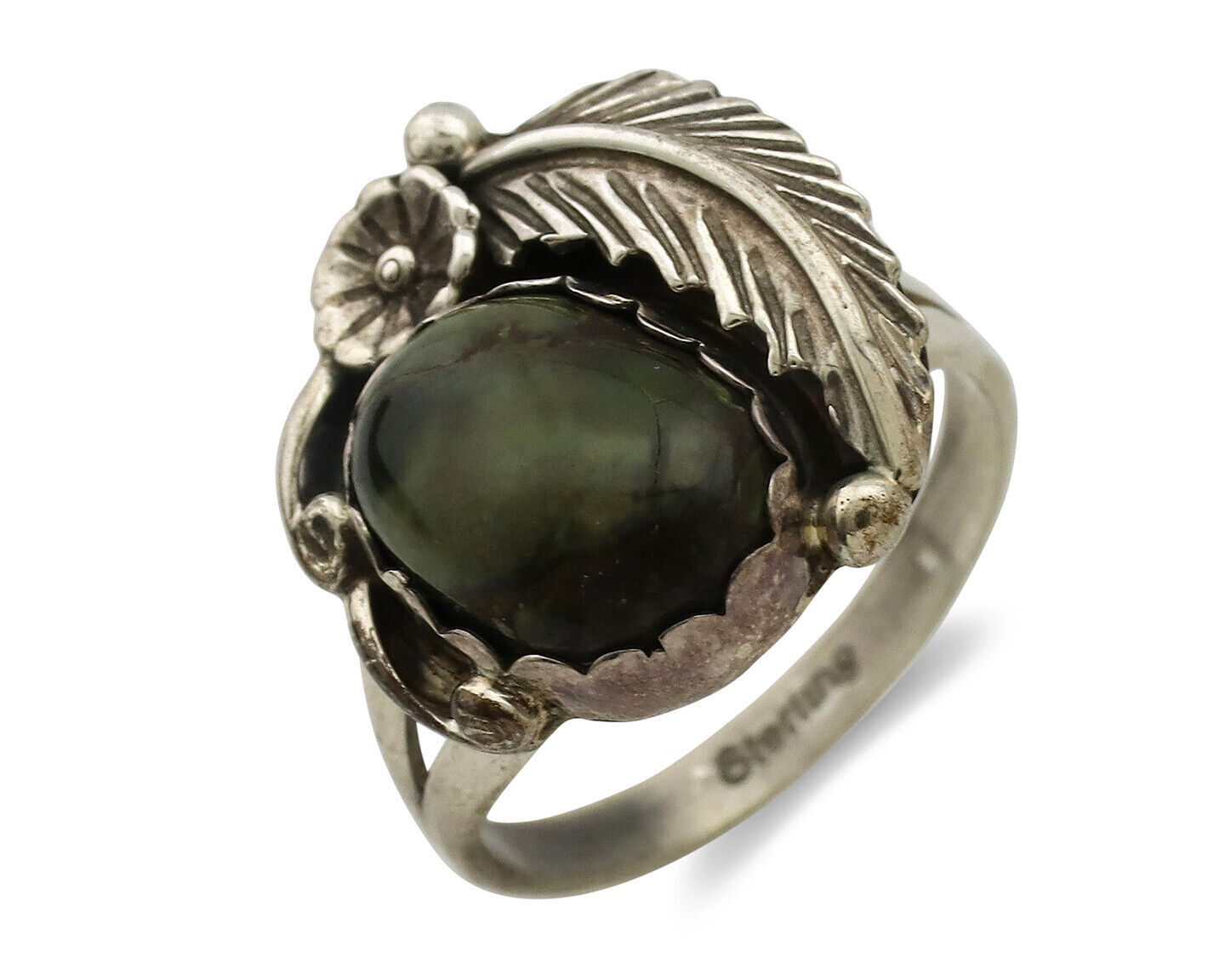 Navajo Ring .925 Silver Damale Turquoise Handmade Native American Artist C.1980s
