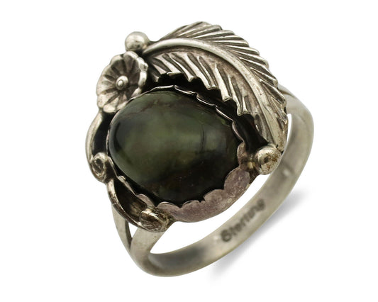 Navajo Ring .925 Silver Damale Turquoise Handmade Native American Artist C.1980s