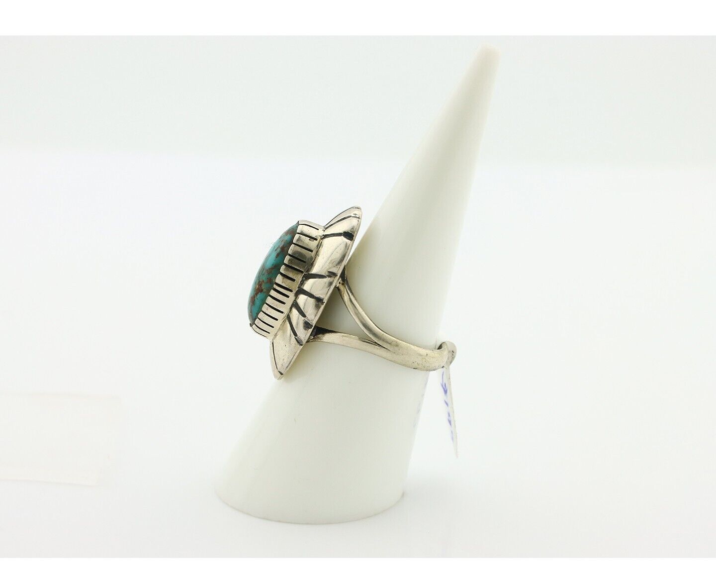 Navajo Ring .925 Silver Blue Gem Turquoise Artist Signed M Montoya C.80's