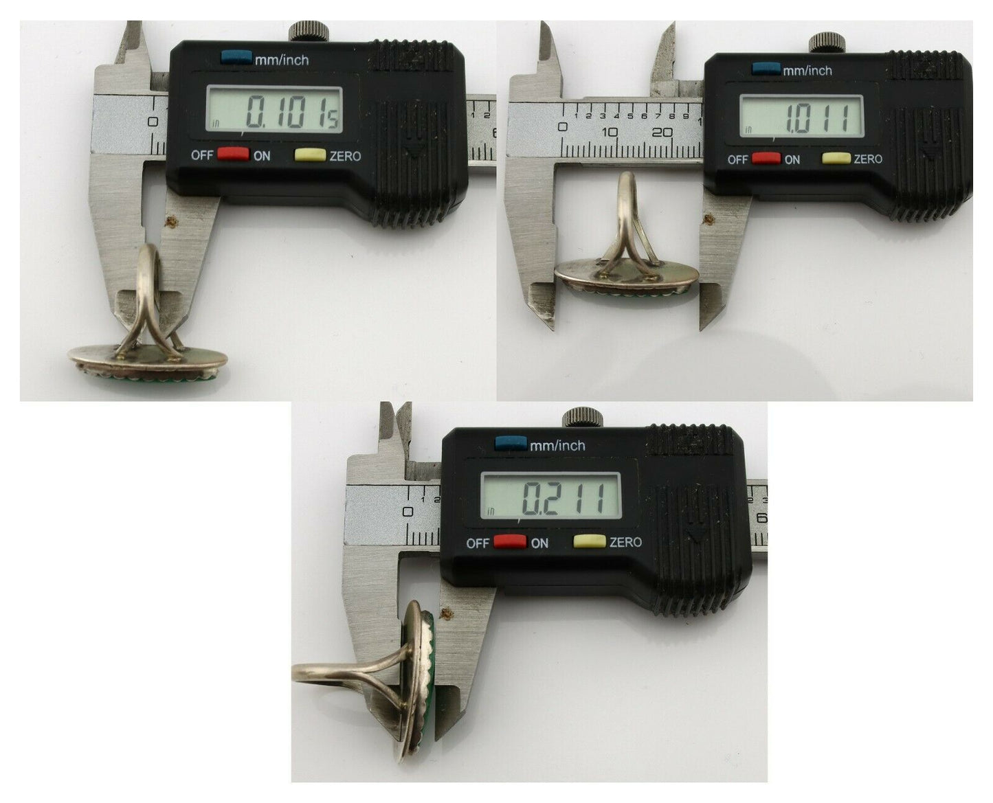 Navajo Ring .925 Silver Green Turquoise Native American Artist C.1980's