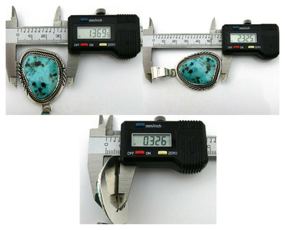 Navajo Turquoise Pendant .925 Silver Handmade Signed Lee Bennett C.80's