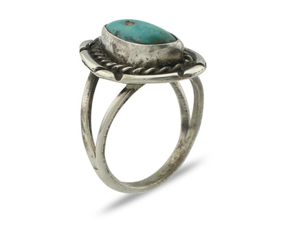Navajo Handmade Ring .925 Silver Kingman Turquoise Native Artist C.80's