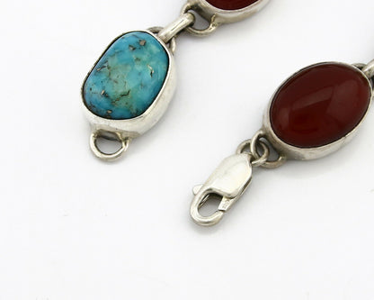 Navajo Bracelet .925 SOLID Silver Natural Gemstones Signed Artist Nakai C.80's