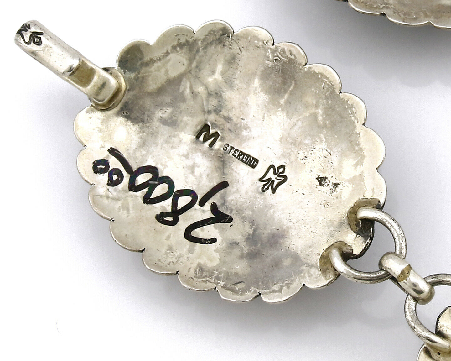 Women's Navajo Concho Belt .925 Silver Turquoise Signed Montoya C.80's