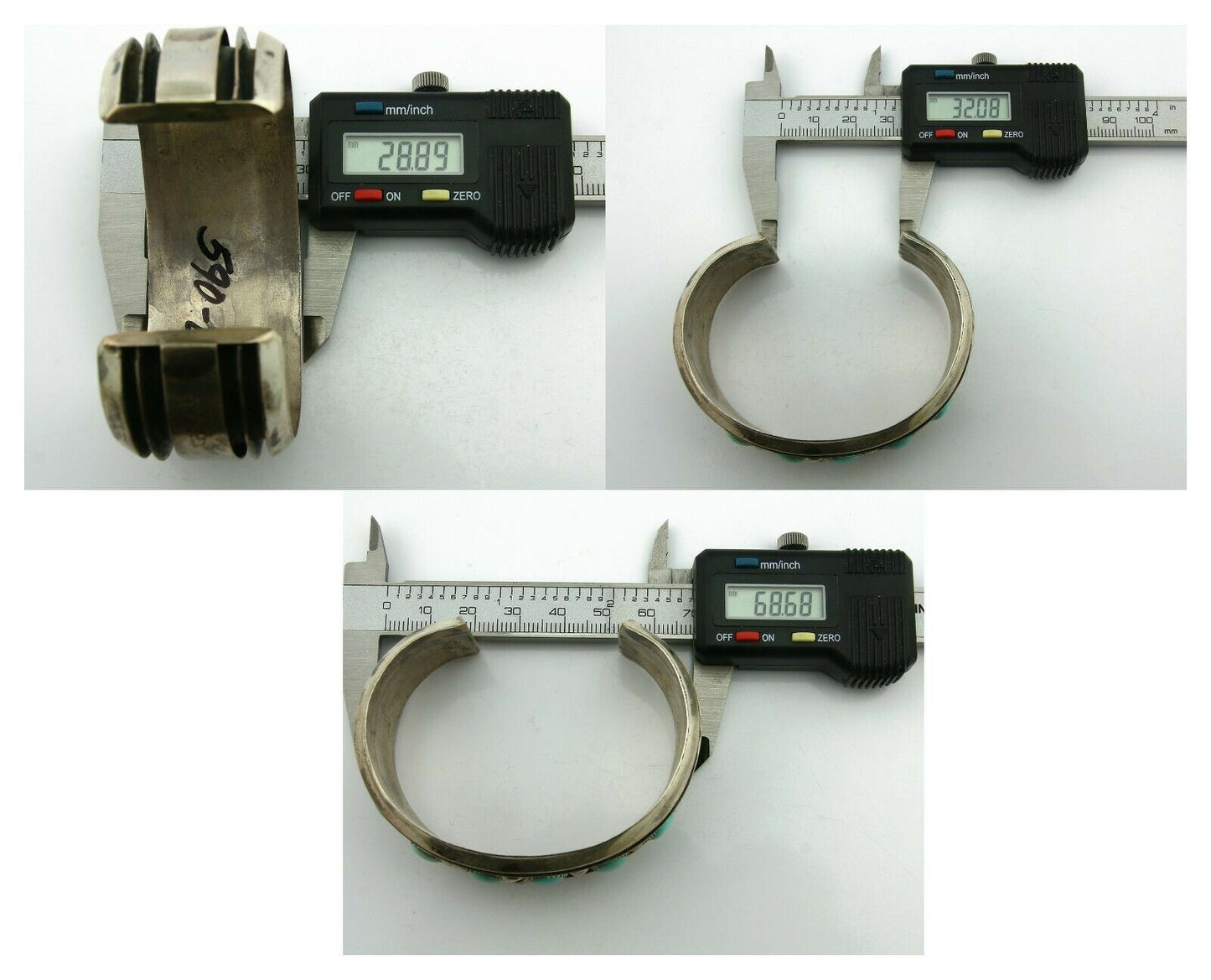 Navajo Bracelet .925 Silver Southwest Turquoise Cuff Artist Native C.80's