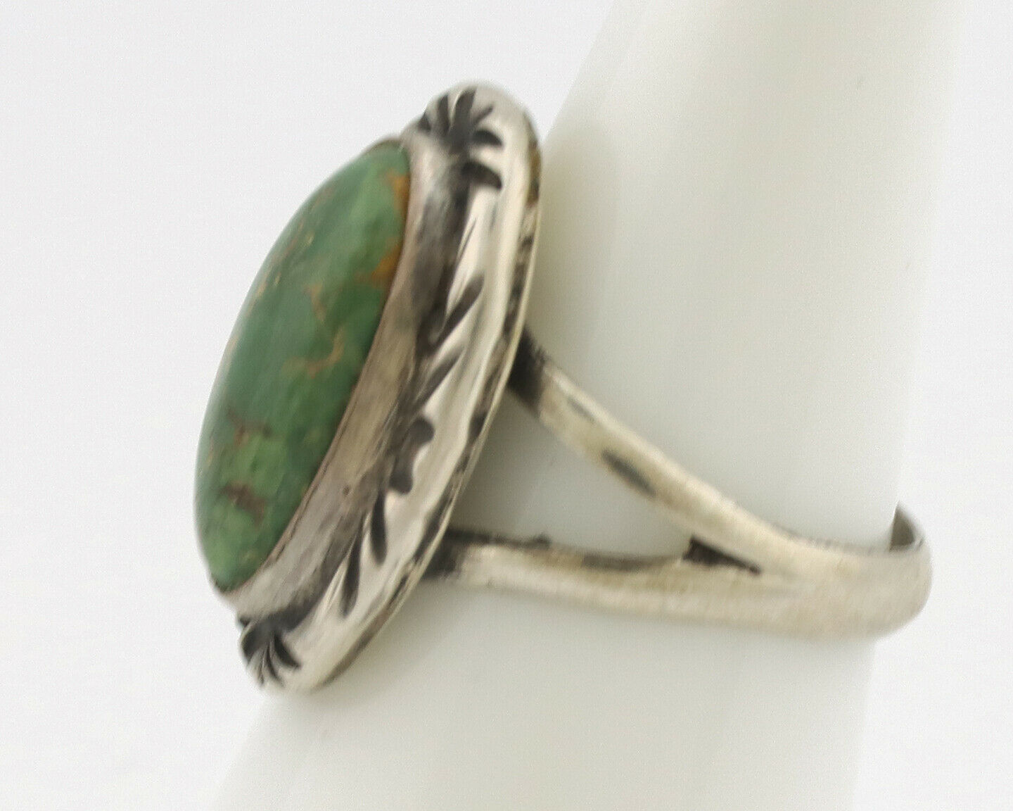 Navajo Ring .925 Silver Natural Mined Turquoise Native Artist Signed C.80's