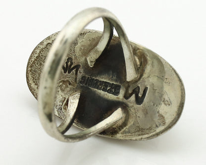 Navajo Ring .925 Silver Kingman Turquoise Artist Signed M Montoya C.80's