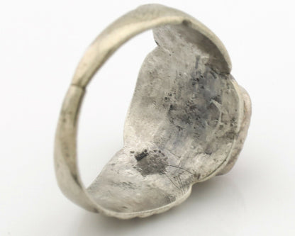 Zuni Ring .925 Silver Natural Turquoise & Coral Native American Artist C.1980's