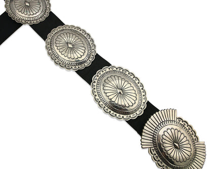 Navajo Concho Belt .925 Silver Hand Stamped Artist Susie James C.80's