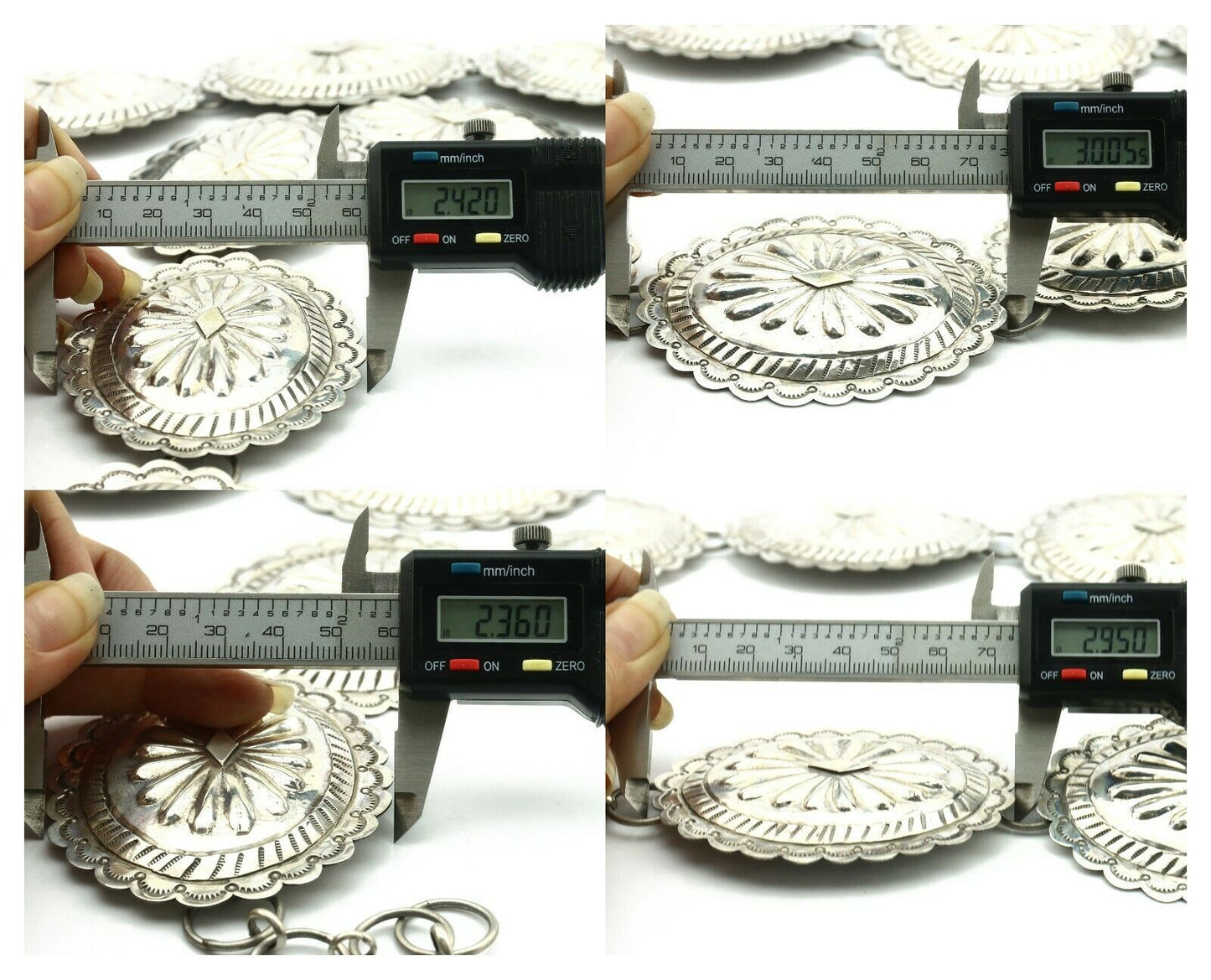 Navajo Concho Belt .925 Silver Hand Stamped Artist Tube Turpens C.80's