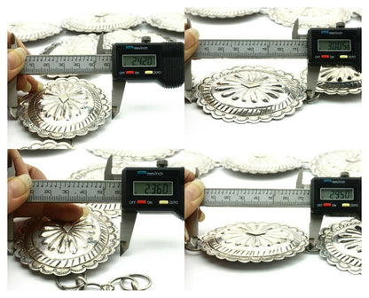 Navajo Concho Belt .925 Silver Hand Stamped Artist Tube Turpens C.80's