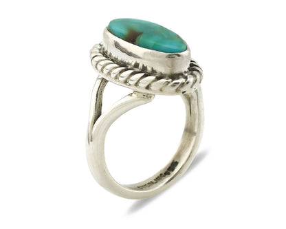 Navajo Ring .925 Silver Natural Mined Turquoise Artist Signed Gecko C.80's