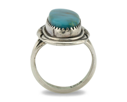 Navajo Ring .925 Silver Kingman Turquoise Native American Artist C.80's