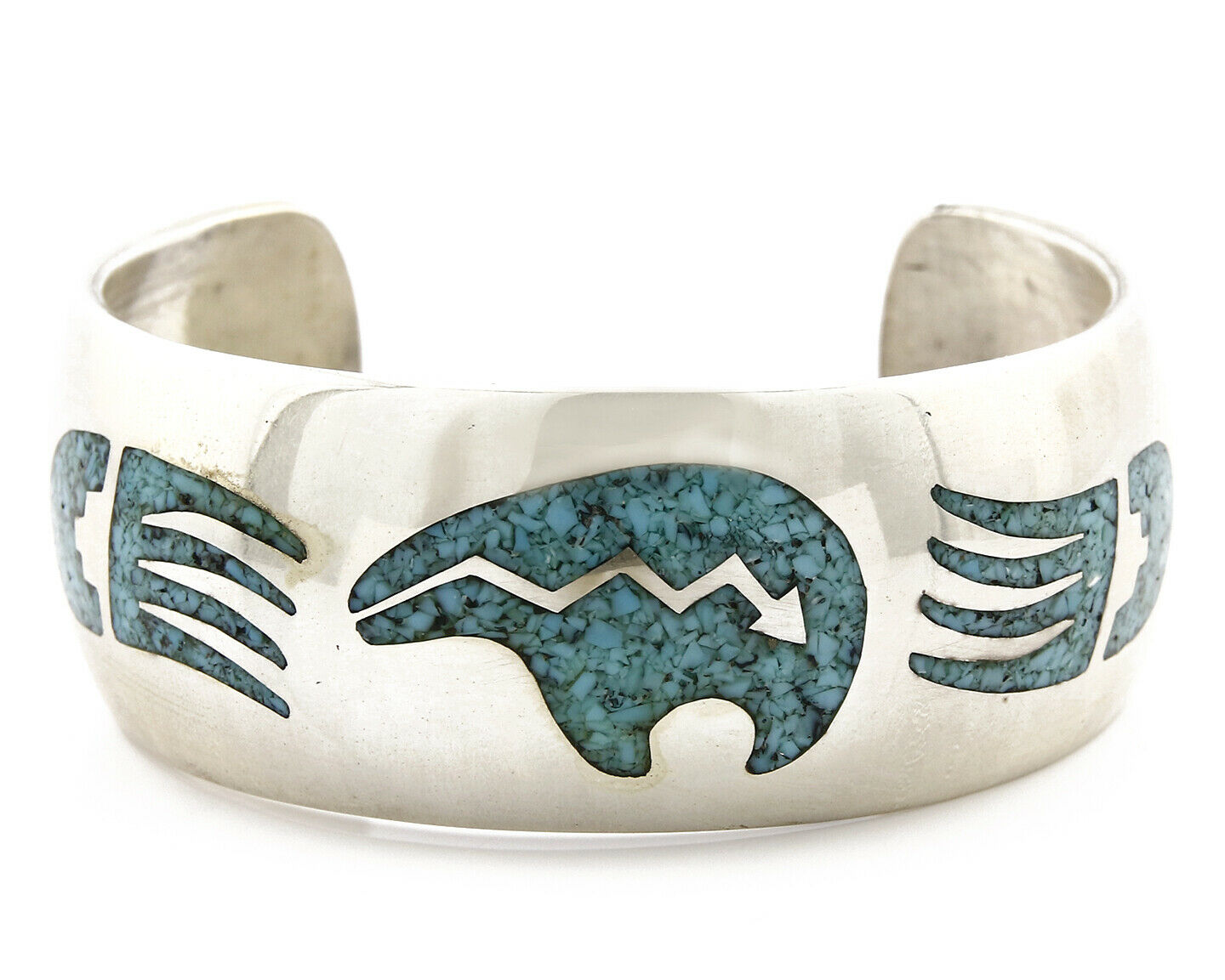 Women's Navajo Bracelet .925 Silver Sleeping Beauty Turquoise Inlaid JT C.80's