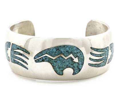 Women's Navajo Bracelet .925 Silver Sleeping Beauty Turquoise Inlaid JT C.80's