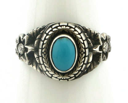 Navajo Ring .925 Silver Natural Blue Turquoise Native American Artist C.80's