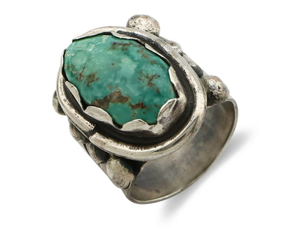 Navajo Ring .925 Silver Morenci Turquoise Native American Artist C80s