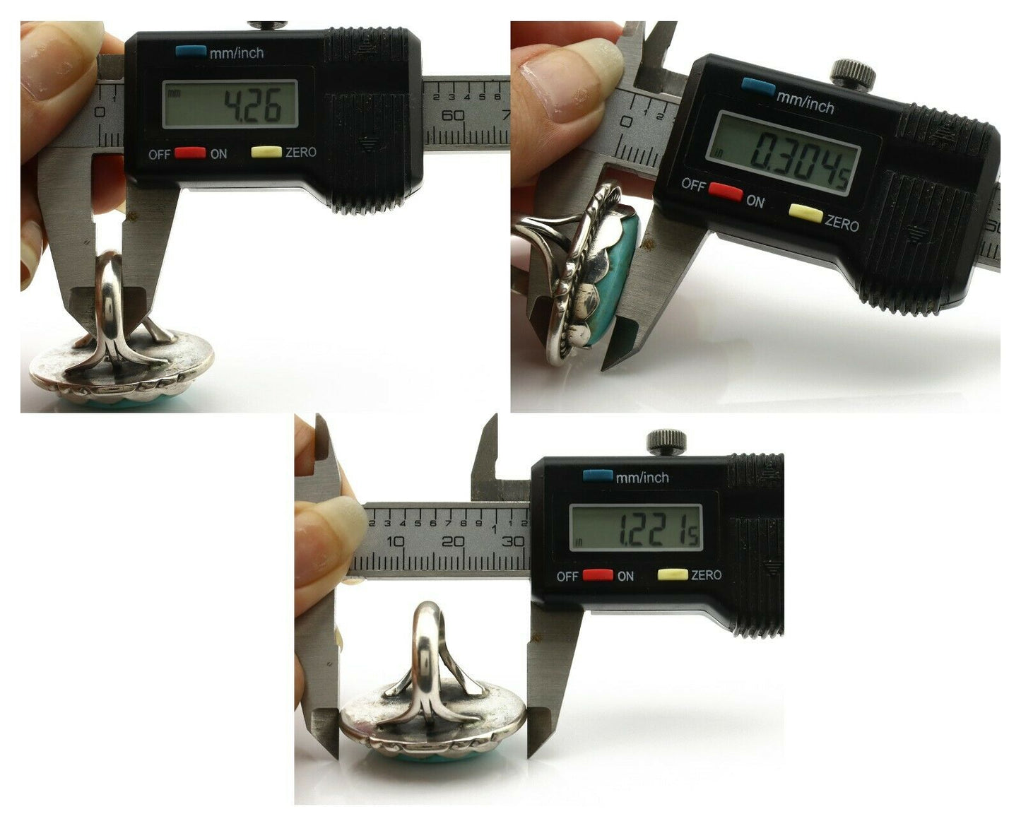 Navajo Ring .925 Silver Turquoise Mountain Apache MFG C.80's