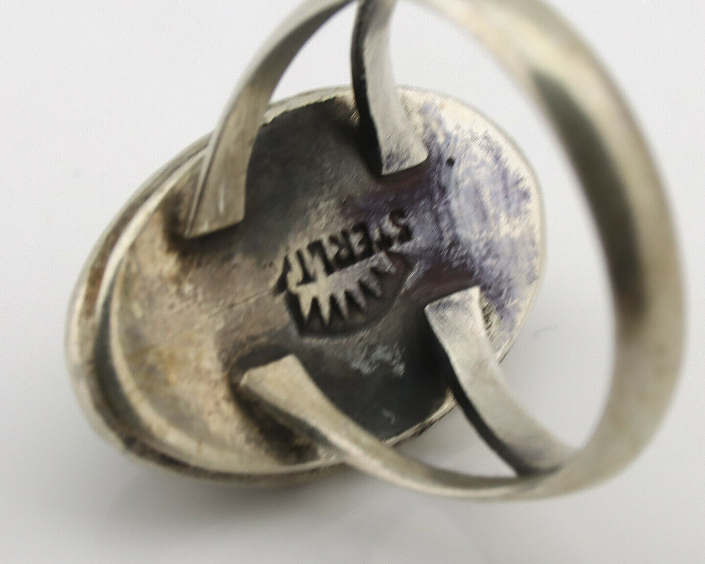 Navajo Ring .925 Silver Natural Mined Turquoise Native Artist Signed C.80's