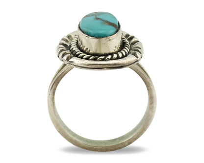 Navajo Ring .925 Silver Kingman Turquoise Native American Artist C.1980's
