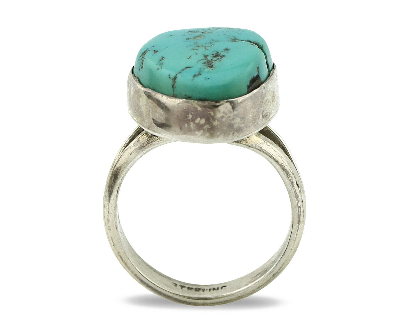 Navajo Ring .925 Silver Blue Turquoise Native American Artist C.80's
