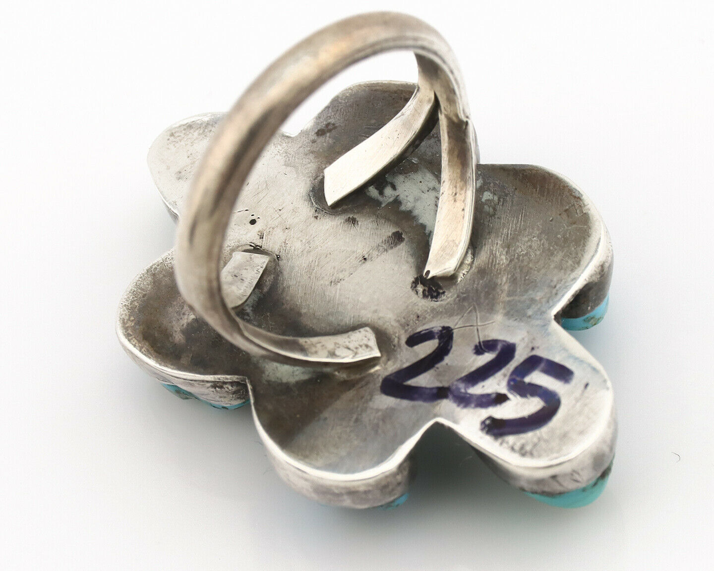 Navajo Old Pawn Ring .925 Silver Kingman Turquoise Native American Artist C.70's