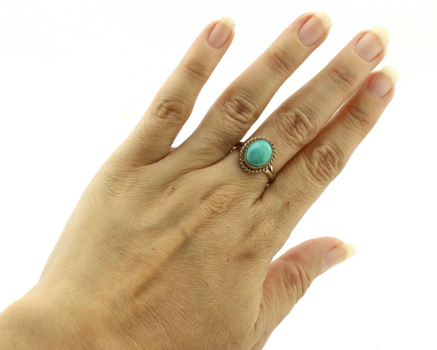 Navajo Ring .925 Silver Royston Turquoise Native American Artist C.80's