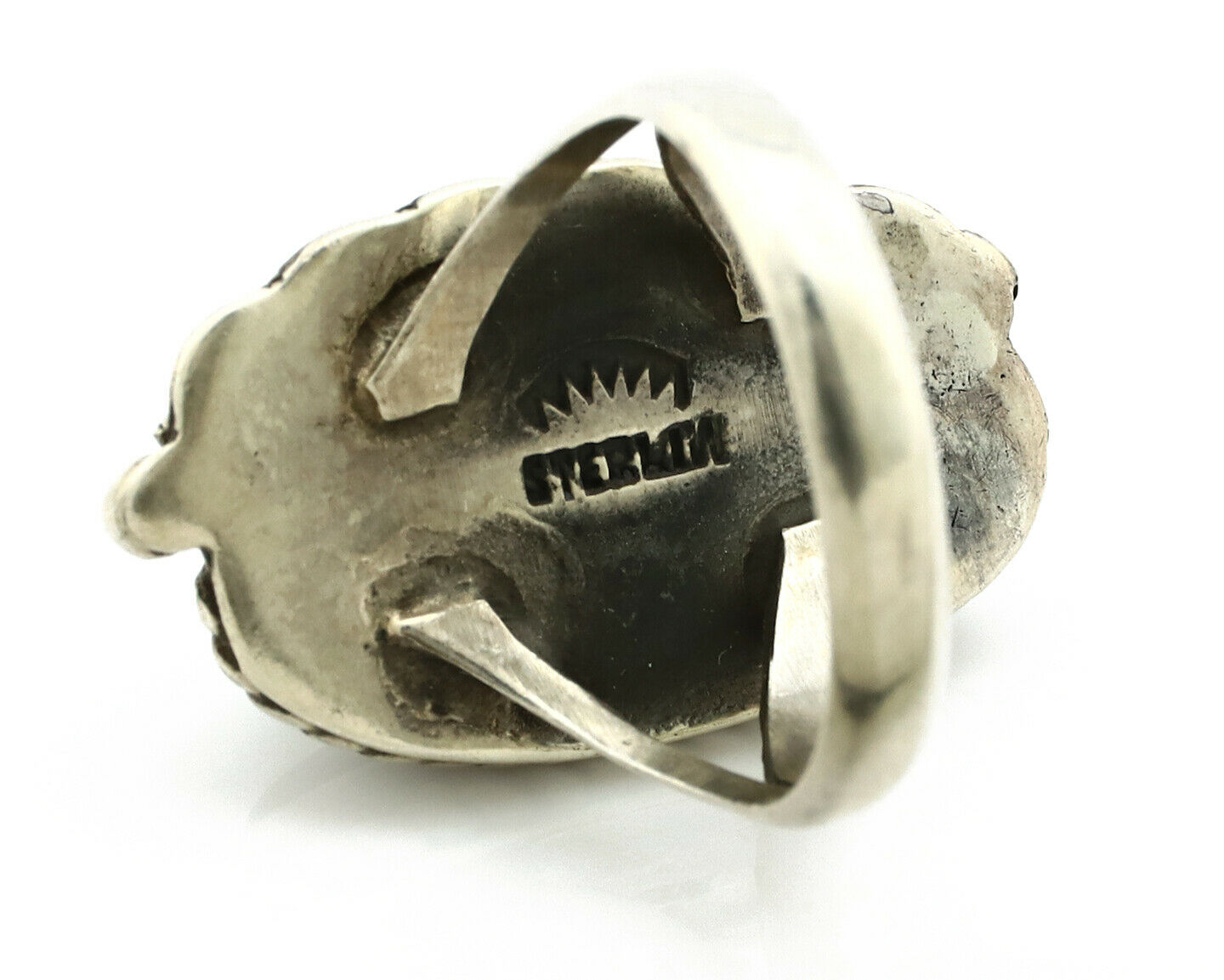 Navajo Ring .925 Silver Turquoise Mountain Signed Artist Apache C.80's