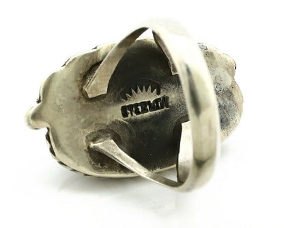 Navajo Ring .925 Silver Turquoise Mountain Signed Artist Apache C.80's