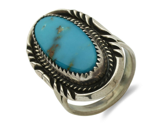 Navajo Ring .925 Silver Kingman Turquoise Artist Native American C.1980's
