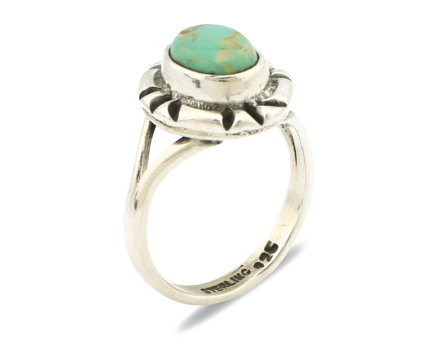 Navajo Ring .925 Silver Kingman Turquoise Artist Signed Gecko C.90's