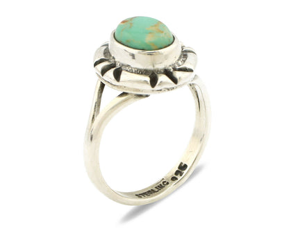 Navajo Ring .925 Silver Kingman Turquoise Artist Signed Gecko C.90's