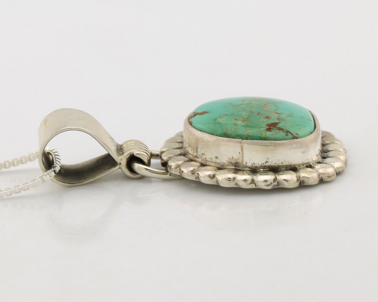 Navajo Necklace .925 Silver Kingman Turquoise Native American Signed C.1980's