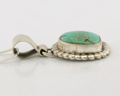 Navajo Necklace .925 Silver Kingman Turquoise Native American Signed C.1980's