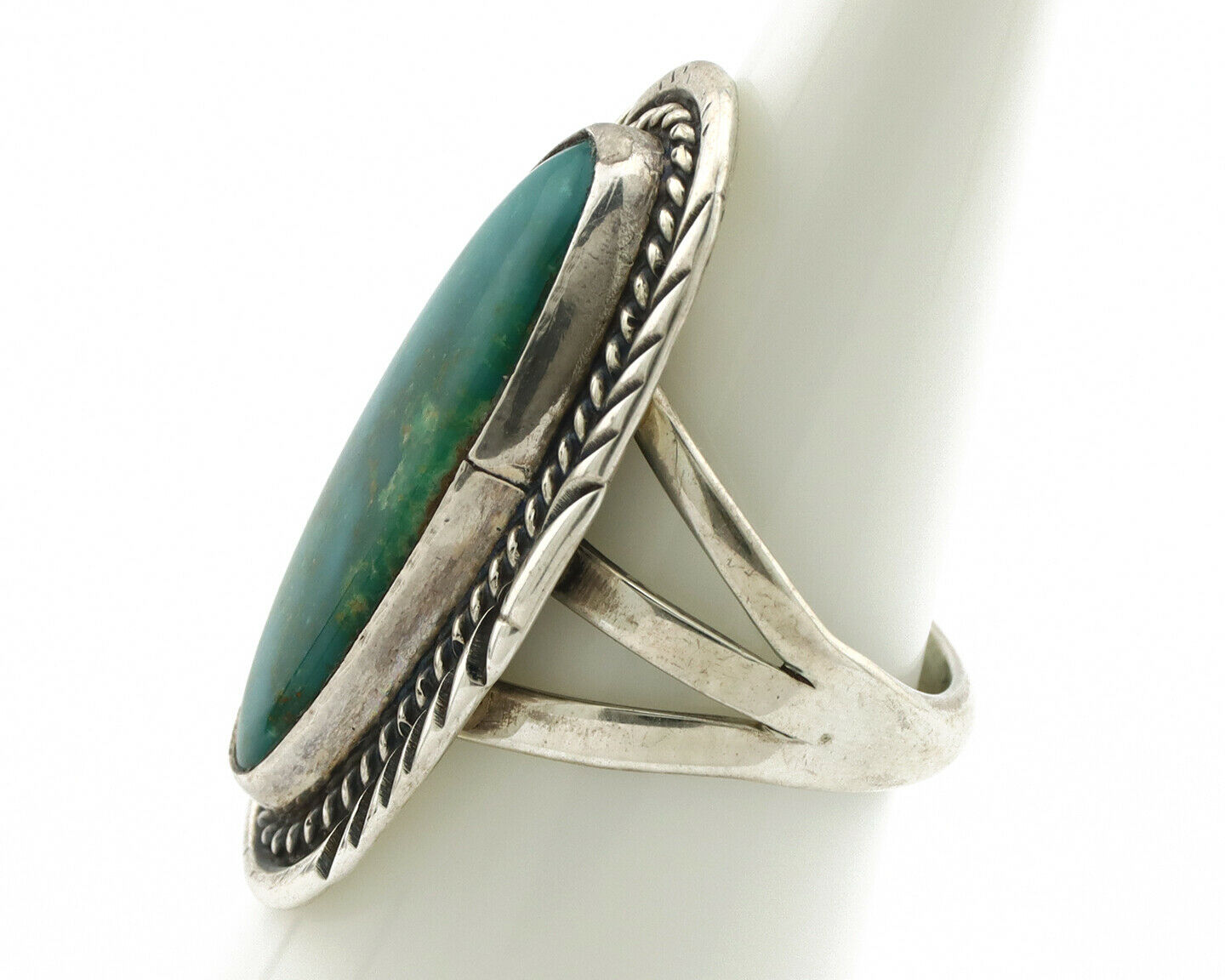 Navajo Ring .925 Silver Kingman Turquoise Native American Artist C.80's