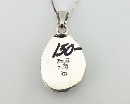 Navajo Pendant .925 Silver Kingman Turquoise Artist Signed Gecko C.80's