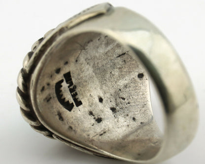 Navajo Ring .925 Silver Green Turquoise Artist Signed Apache Manufacturing C80s